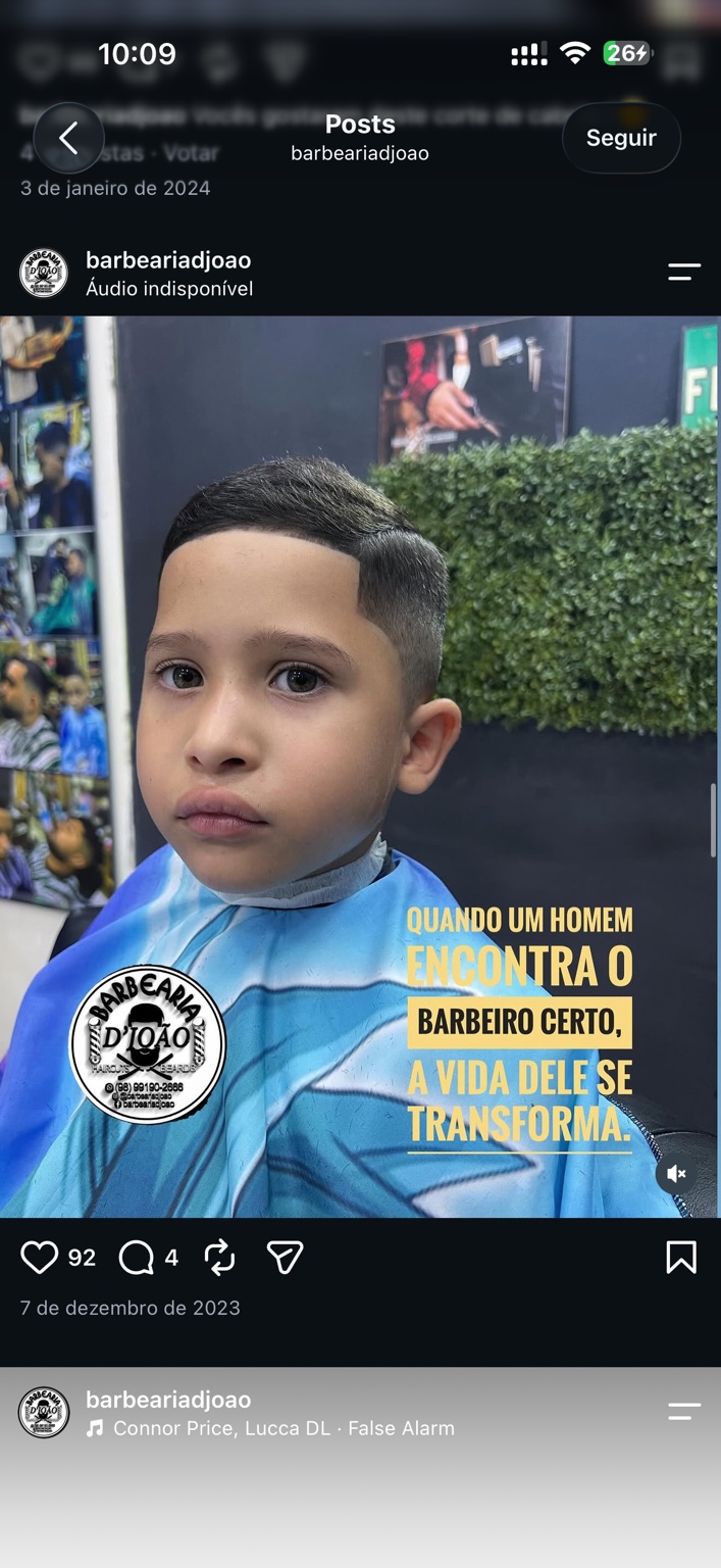 Corte infantil feito na barbearia